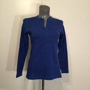 Haight & Ashbury Long Sleeve Royal Blue Waffle Knit Henley Top  Size L